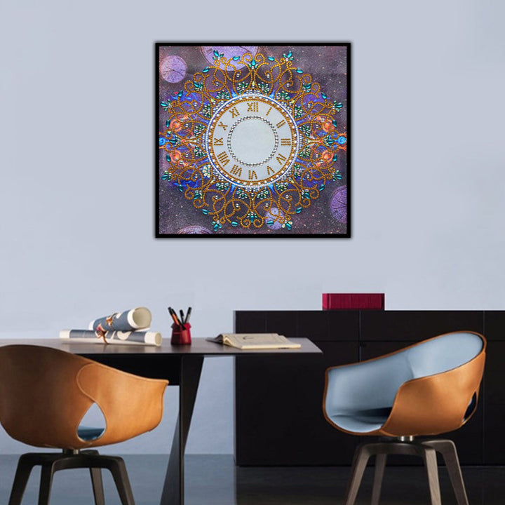 Gouden Klok Mandala Speciaal Gevormde Boren Diamond Painting