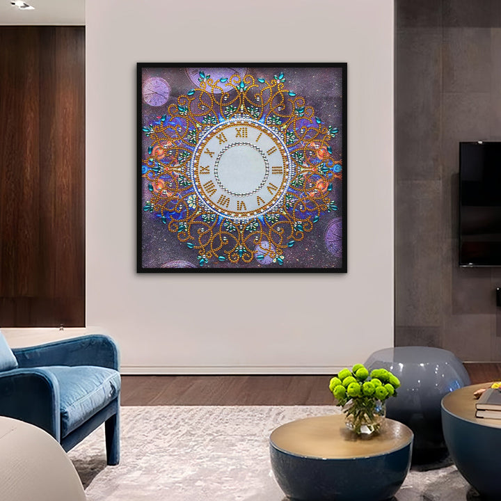 Gouden Klok Mandala Speciaal Gevormde Boren Diamond Painting