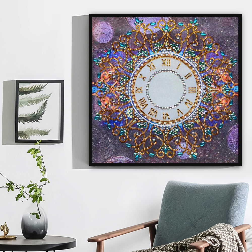 Gouden Klok Mandala Speciaal Gevormde Boren Diamond Painting