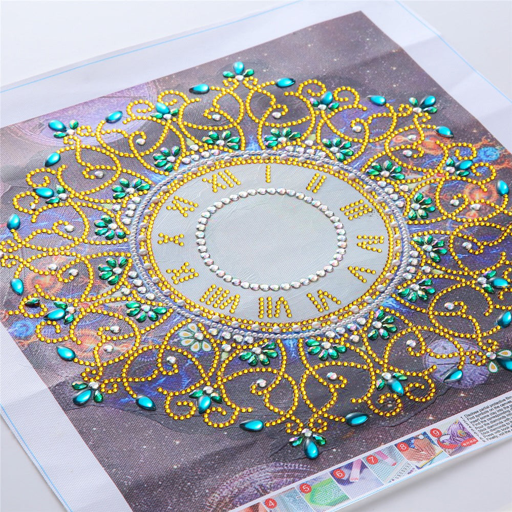 Gouden Klok Mandala Speciaal Gevormde Boren Diamond Painting