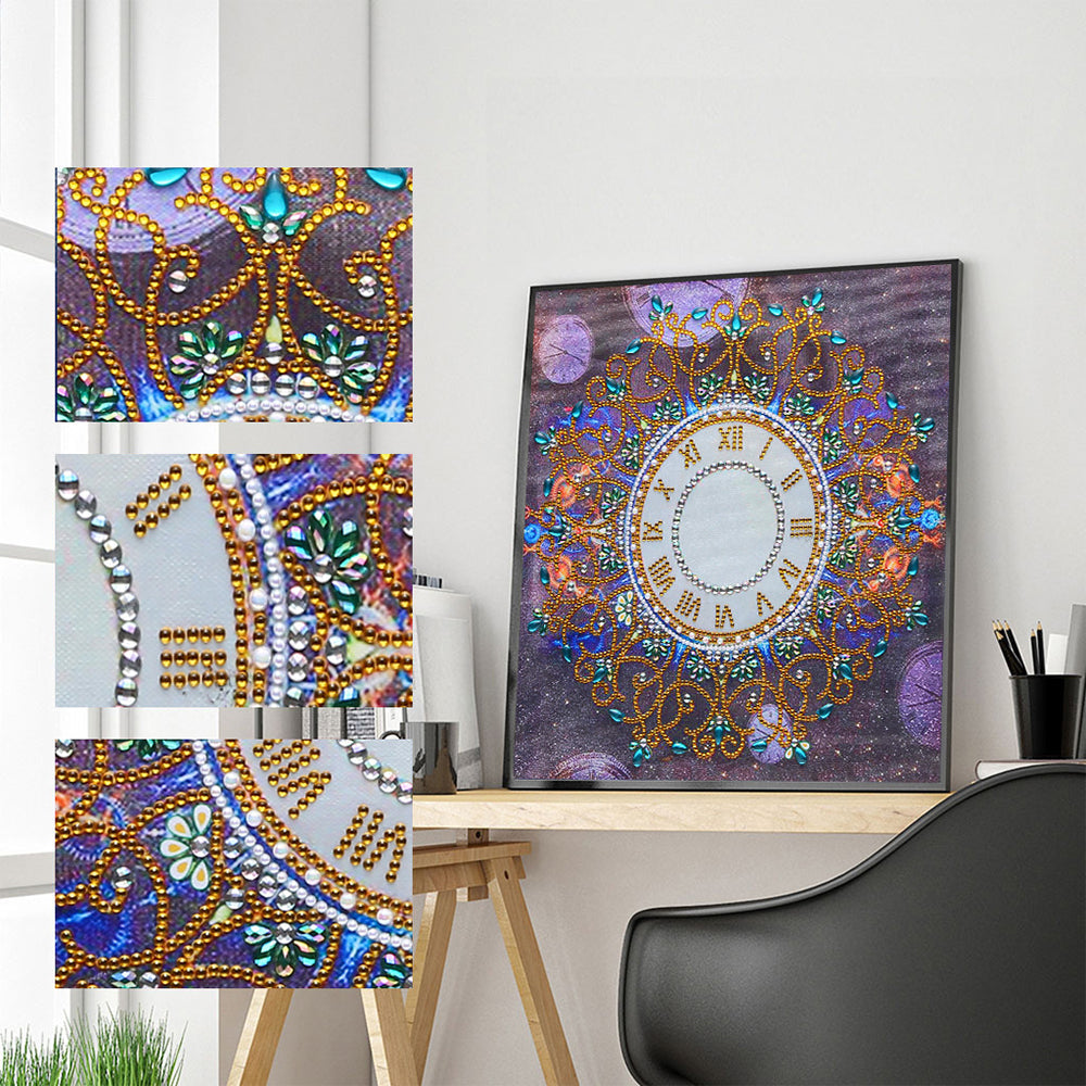 Gouden Klok Mandala Speciaal Gevormde Boren Diamond Painting