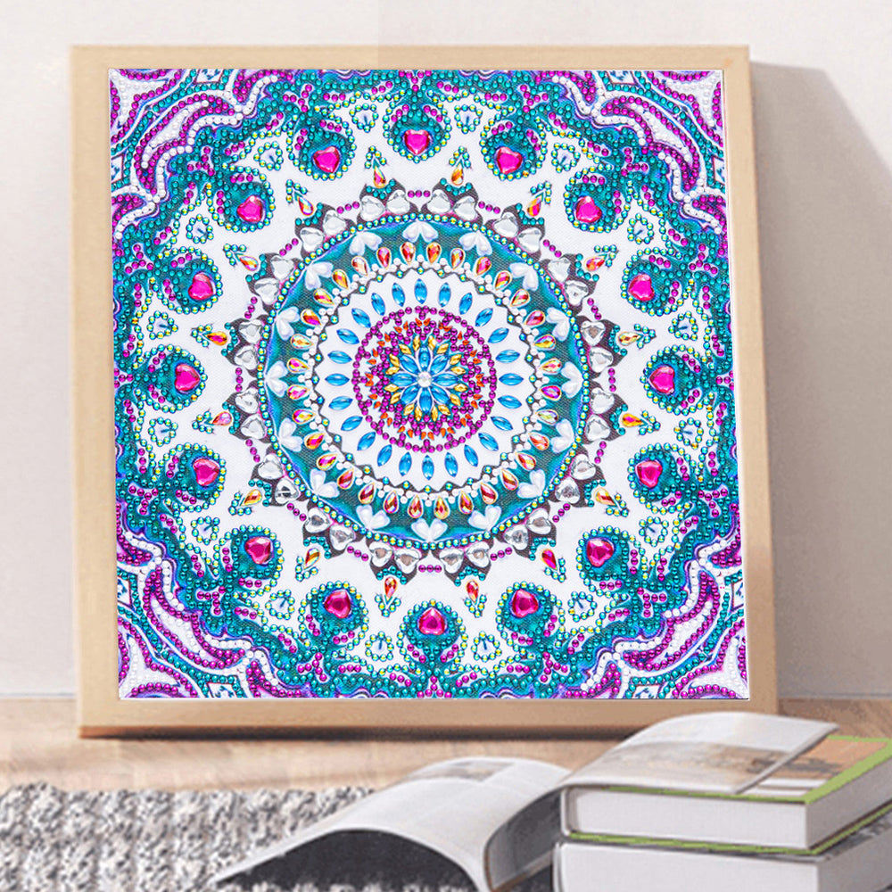 Blauwe en Paarse Mandala Speciaal Gevormde Boren Diamond Painting