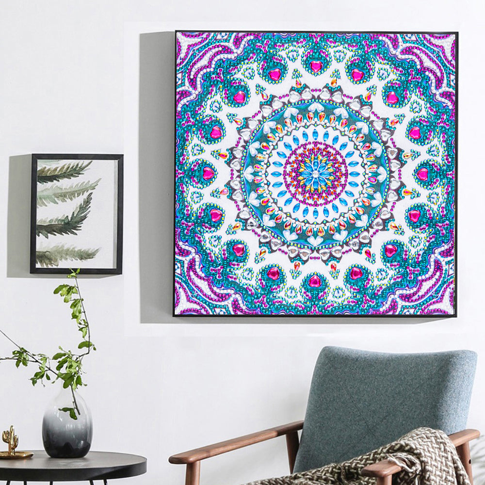 Blauwe en Paarse Mandala Speciaal Gevormde Boren Diamond Painting