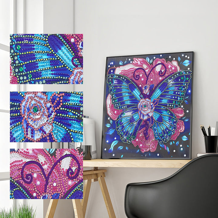 Vlinder op Bloem Speciaal Gevormde Boren Diamond Painting