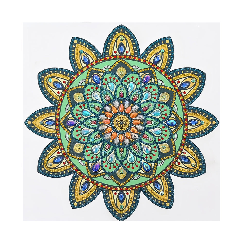 Gele en Groene Mandala Bloem Speciaal Gevormde Boren Diamond Painting