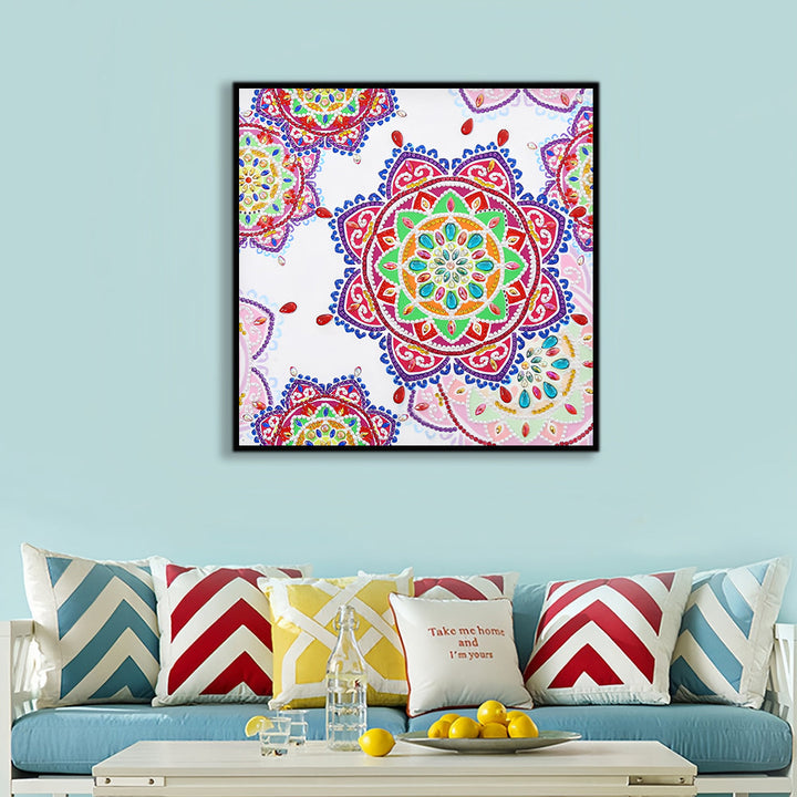 Rode en Roze Mandala Speciaal Gevormde Boren Diamond Painting