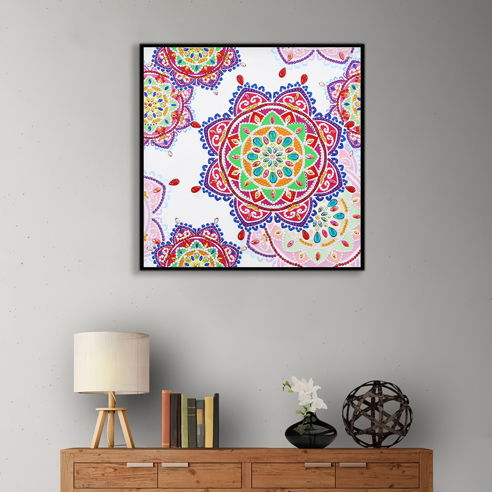 Rode en Roze Mandala Speciaal Gevormde Boren Diamond Painting