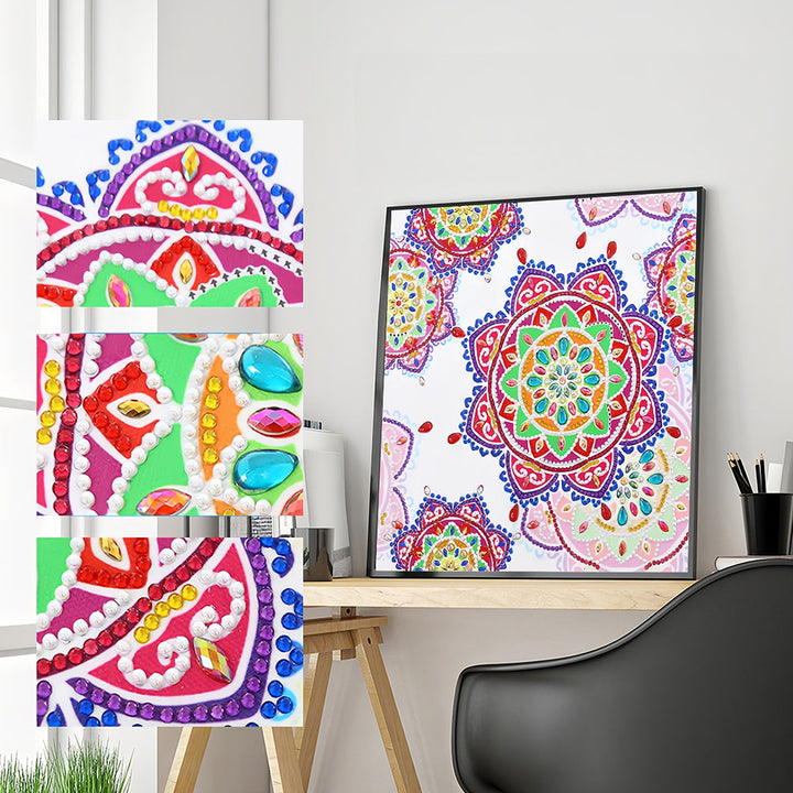 Rode en Roze Mandala Speciaal Gevormde Boren Diamond Painting