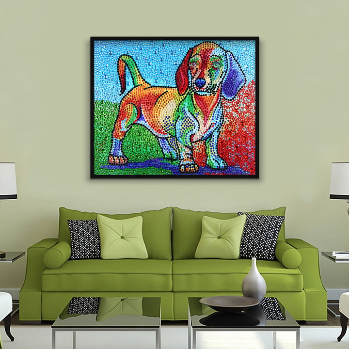 Kleine Teckel Hond Speciaal Gevormde Boren Diamond Painting