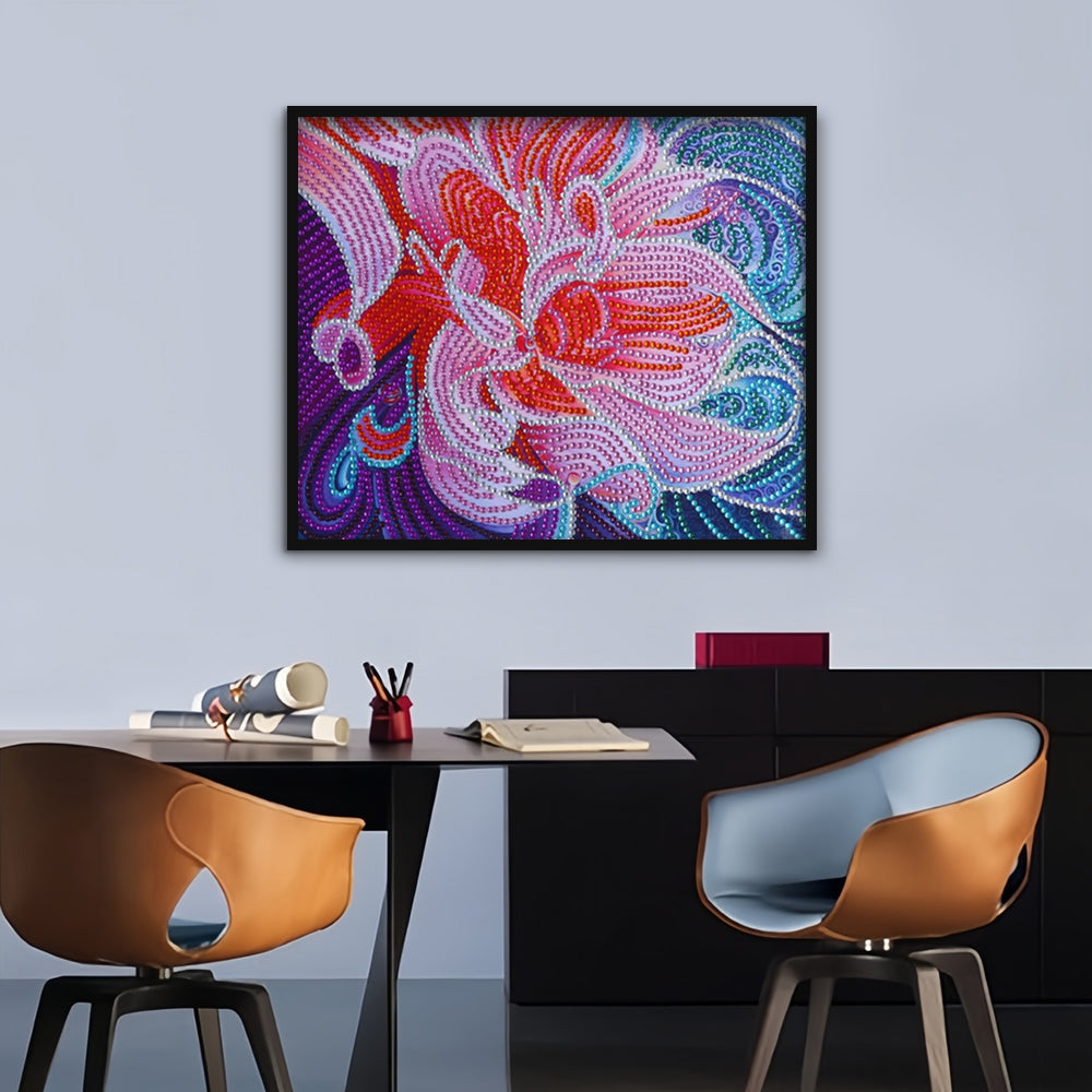 Abstracte Roze Bloem Speciaal Gevormde Boren Diamond Painting