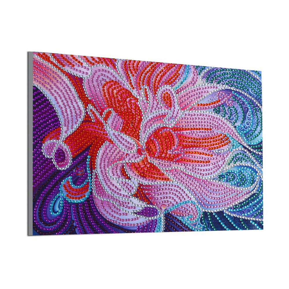 Abstracte Roze Bloem Speciaal Gevormde Boren Diamond Painting