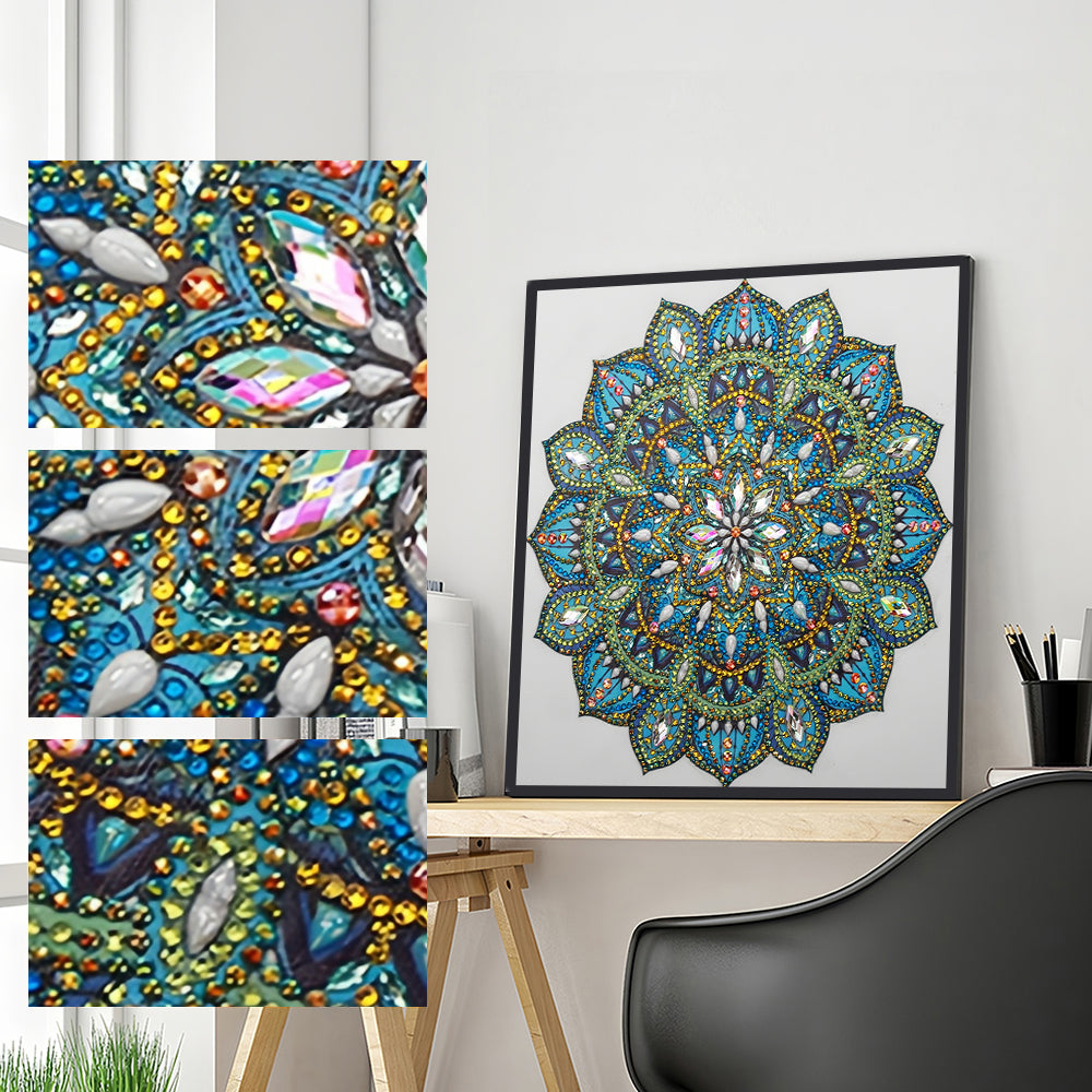 Groene en Blauwe Mandala Speciaal Gevormde Boren Diamond Painting