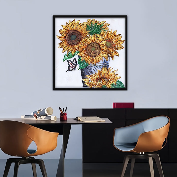 Zonnebloemen in Emmer Speciaal Gevormde Boren Diamond Painting