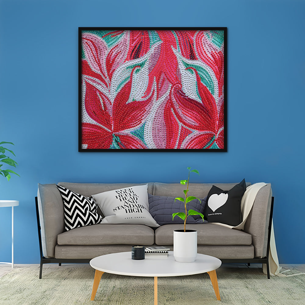 Abstracte Rode Lelie Speciaal Gevormde Boren Diamond Painting