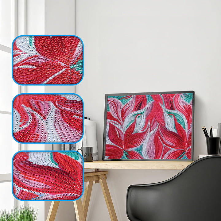 Abstracte Rode Lelie Speciaal Gevormde Boren Diamond Painting