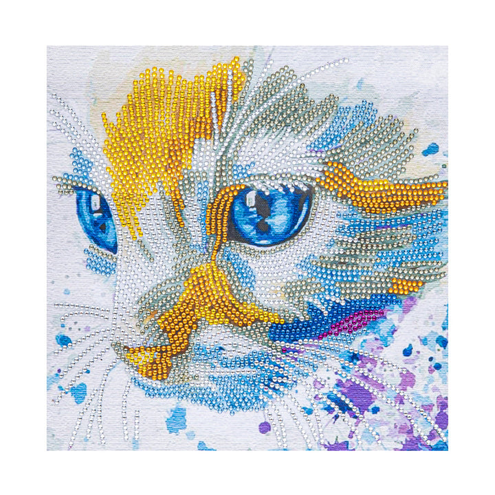 Witte en Gele Kat Speciaal Gevormde Boren Diamond Painting