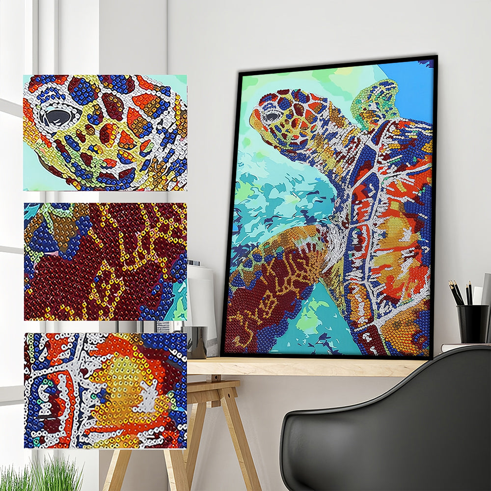 Kleurrijke Schildpad Speciaal Gevormde Boren Diamond Painting