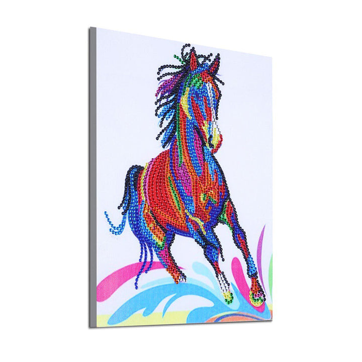 Kleurrijk Rennend Paard Speciaal Gevormde Boren Diamond Painting