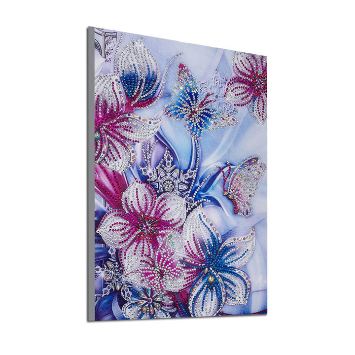 Vlinder Aangetrokken Door Bloemen Speciaal Gevormde Boren Diamond Painting