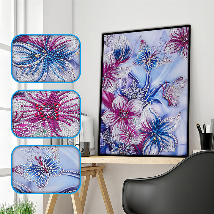 Vlinder Aangetrokken Door Bloemen Speciaal Gevormde Boren Diamond Painting