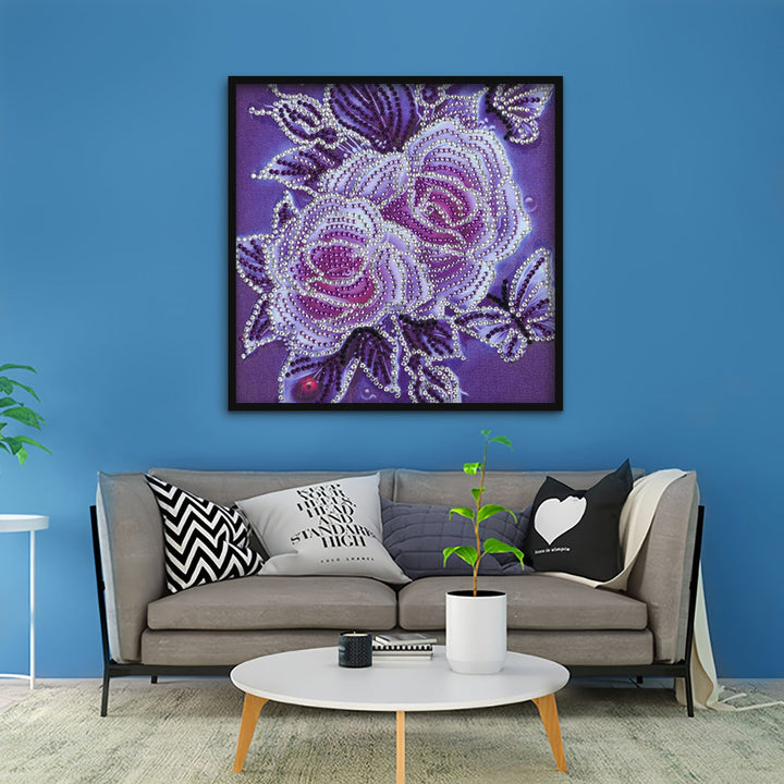 Twee Rozen en Vlinders Speciaal Gevormde Boren Diamond Painting