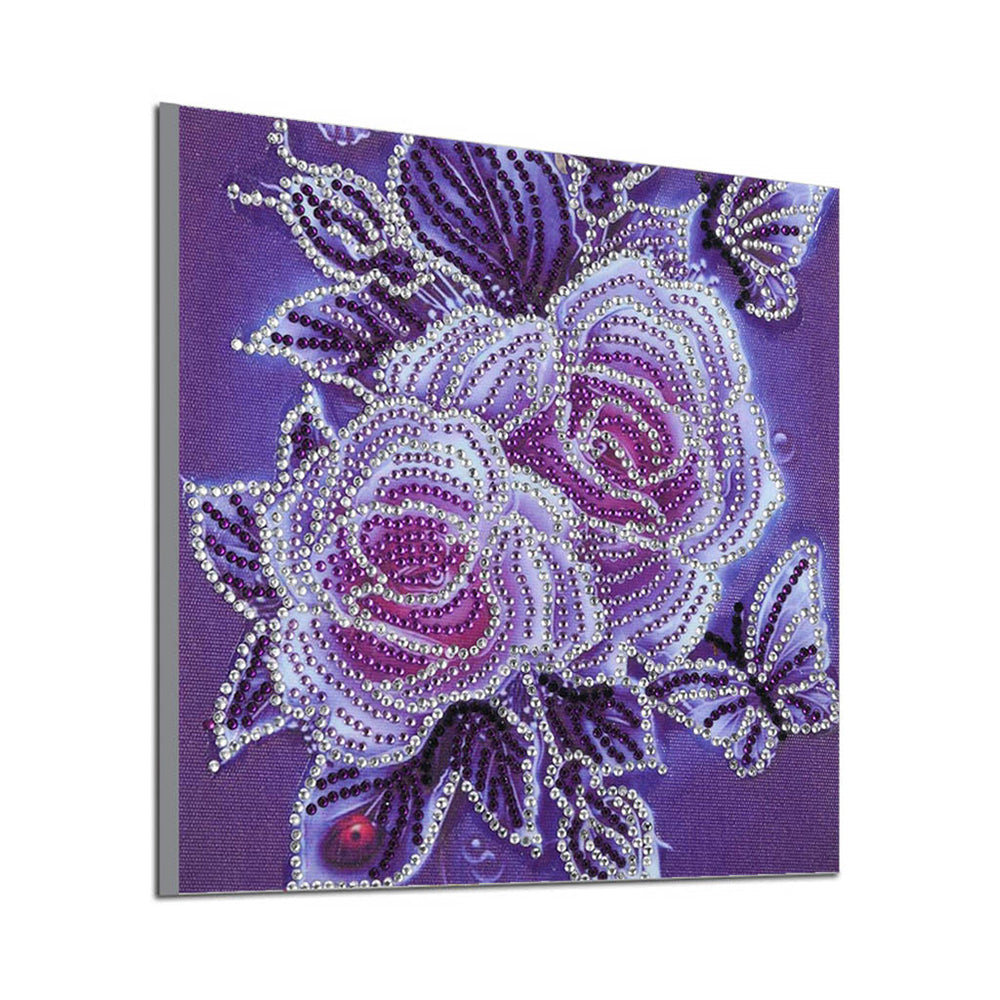 Twee Rozen en Vlinders Speciaal Gevormde Boren Diamond Painting