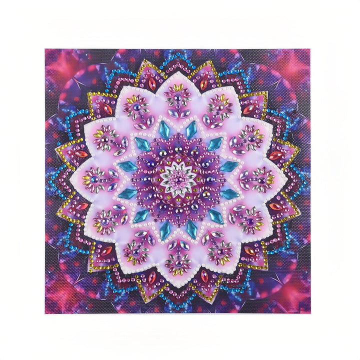 Roze Bloem Mandala Speciaal Gevormde Boren Diamond Painting