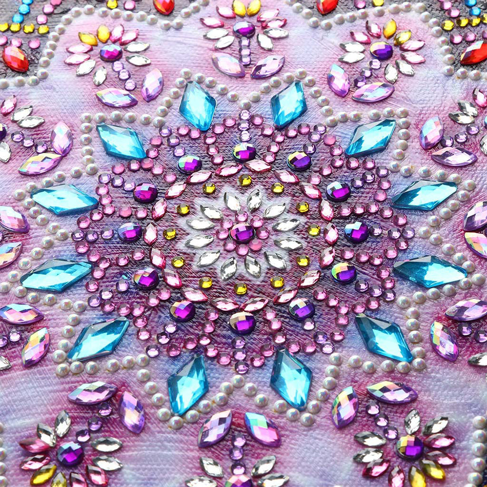 Roze Bloem Mandala Speciaal Gevormde Boren Diamond Painting