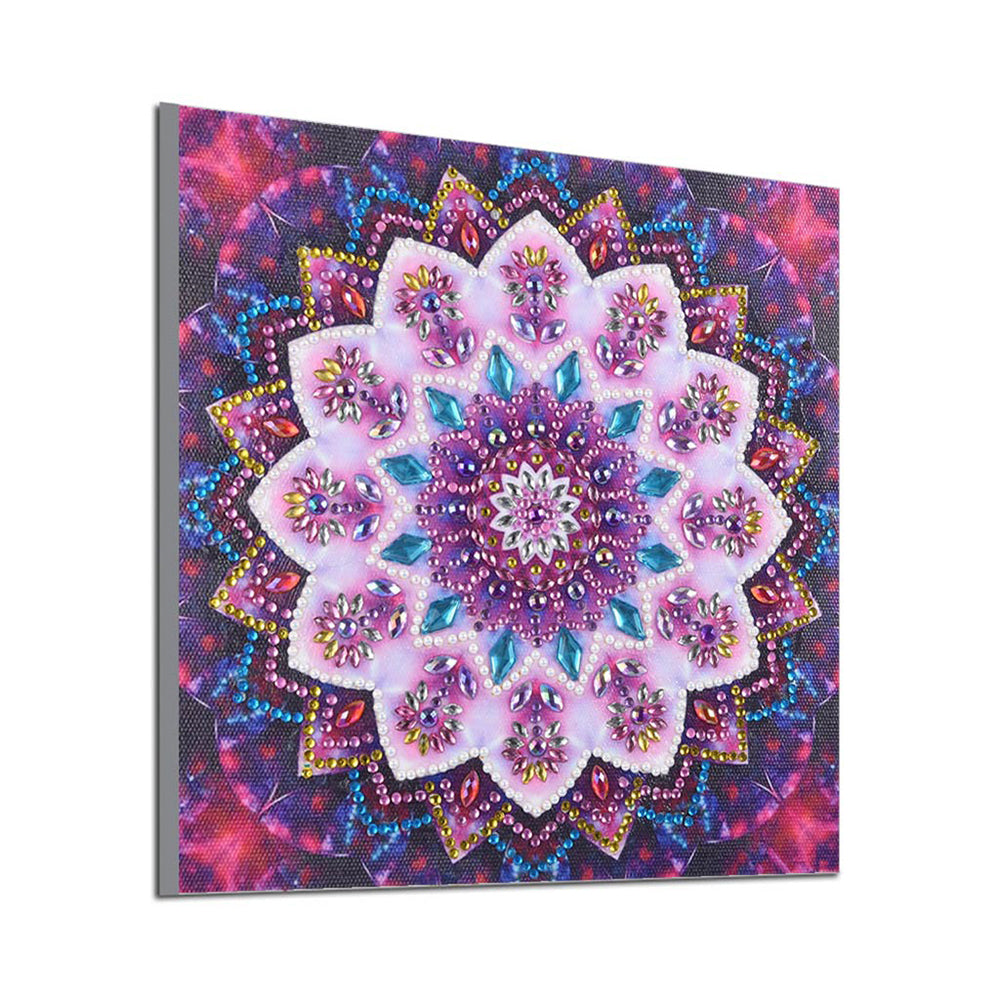 Roze Bloem Mandala Speciaal Gevormde Boren Diamond Painting