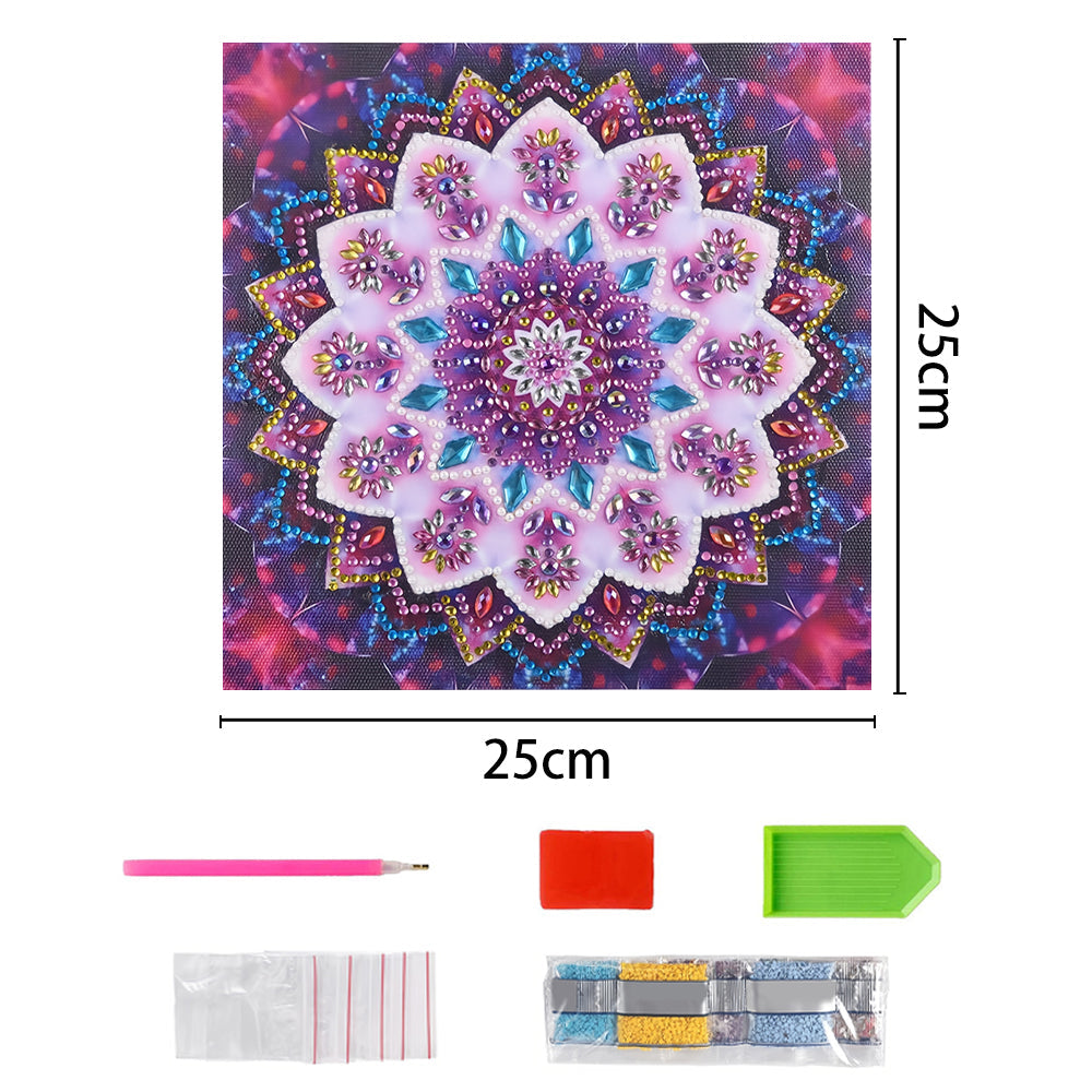 Roze Bloem Mandala Speciaal Gevormde Boren Diamond Painting