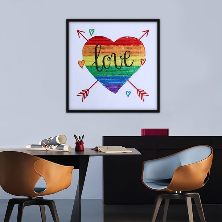 Regenboog Hart met Pijl Speciaal Gevormde Boren Diamond Painting