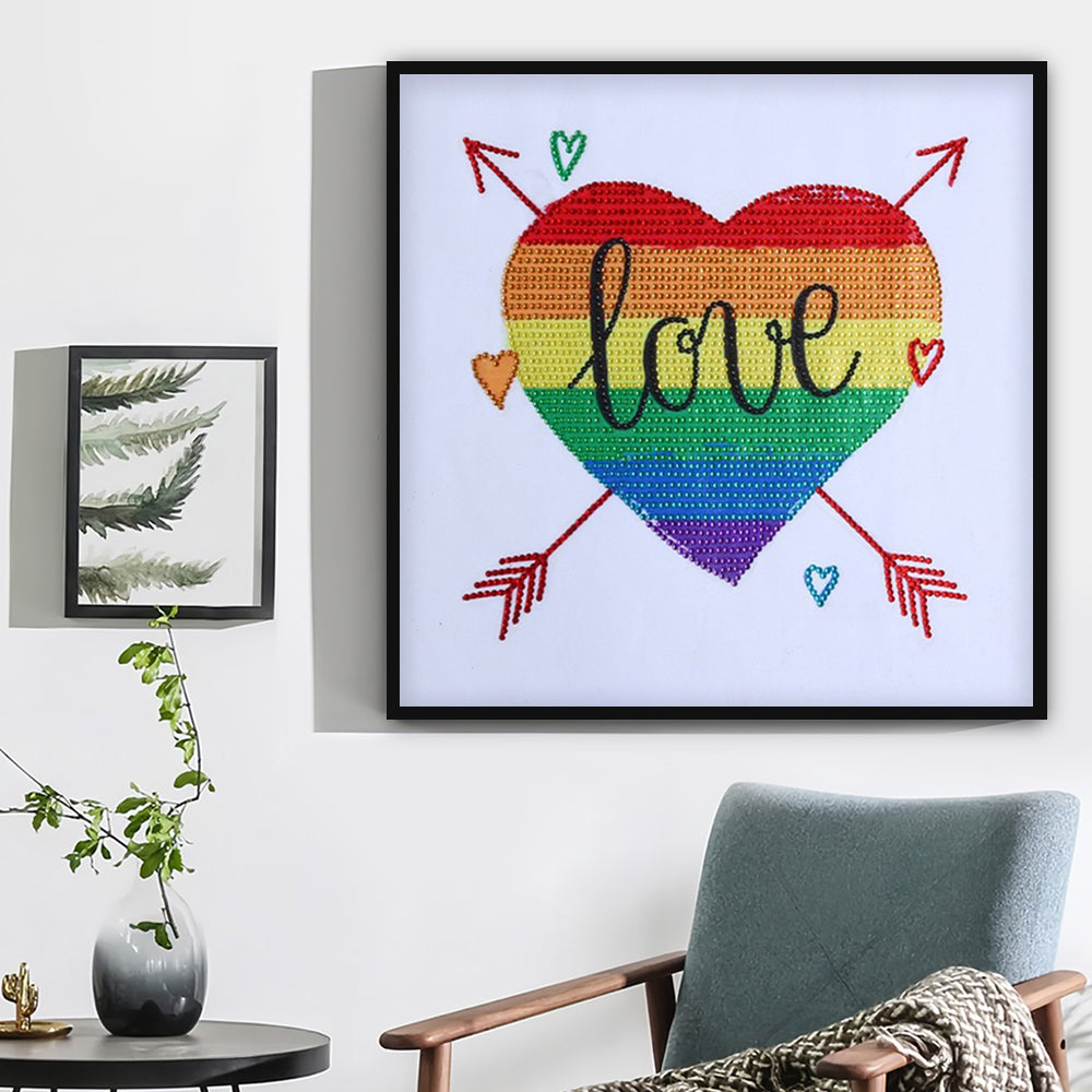 Regenboog Hart met Pijl Speciaal Gevormde Boren Diamond Painting