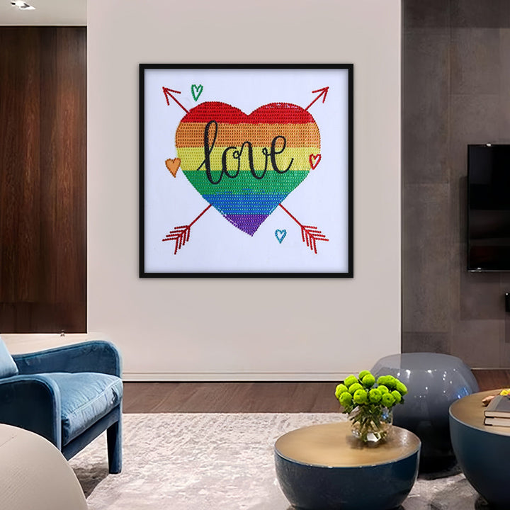 Regenboog Hart met Pijl Speciaal Gevormde Boren Diamond Painting