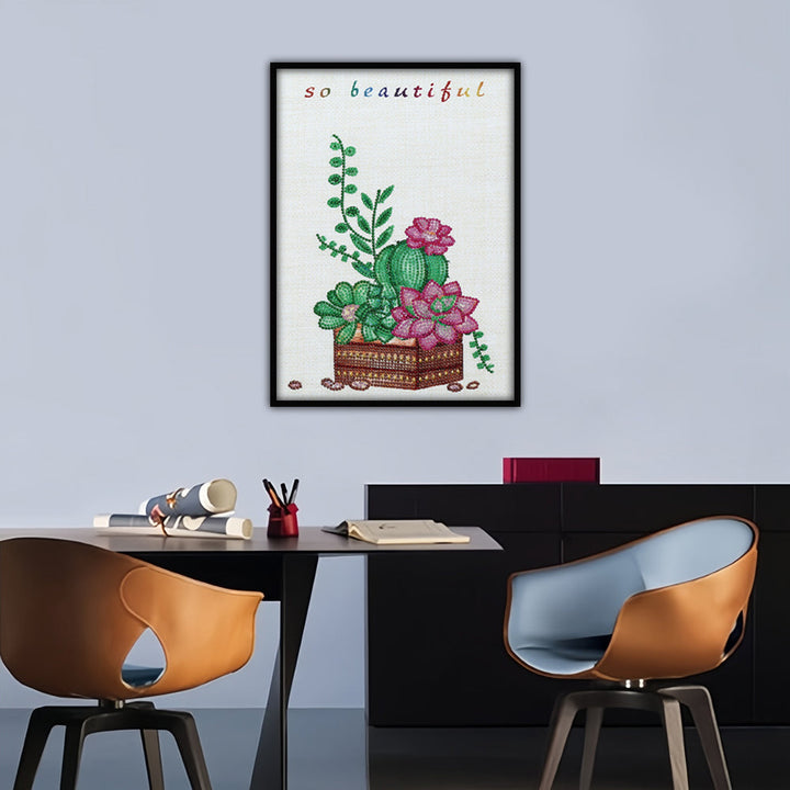 Bloeiende Cactus Speciaal Gevormde Boren Diamond Painting