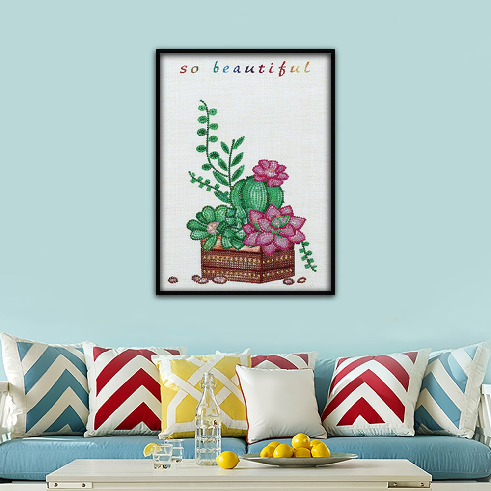 Bloeiende Cactus Speciaal Gevormde Boren Diamond Painting