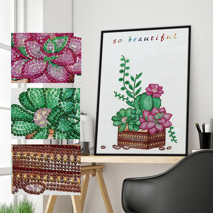 Bloeiende Cactus Speciaal Gevormde Boren Diamond Painting