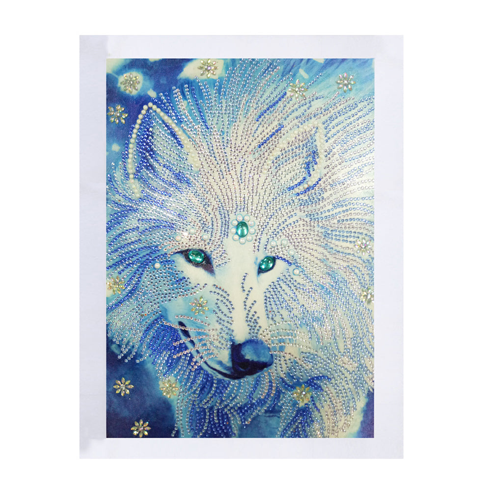 Witte Wolf Koning Speciaal Gevormde Boren Diamond Painting