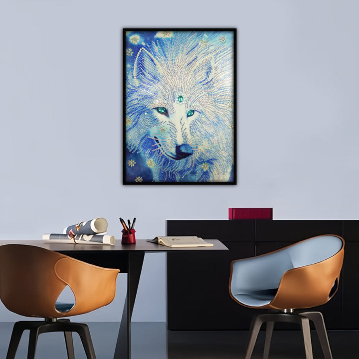 Witte Wolf Koning Speciaal Gevormde Boren Diamond Painting