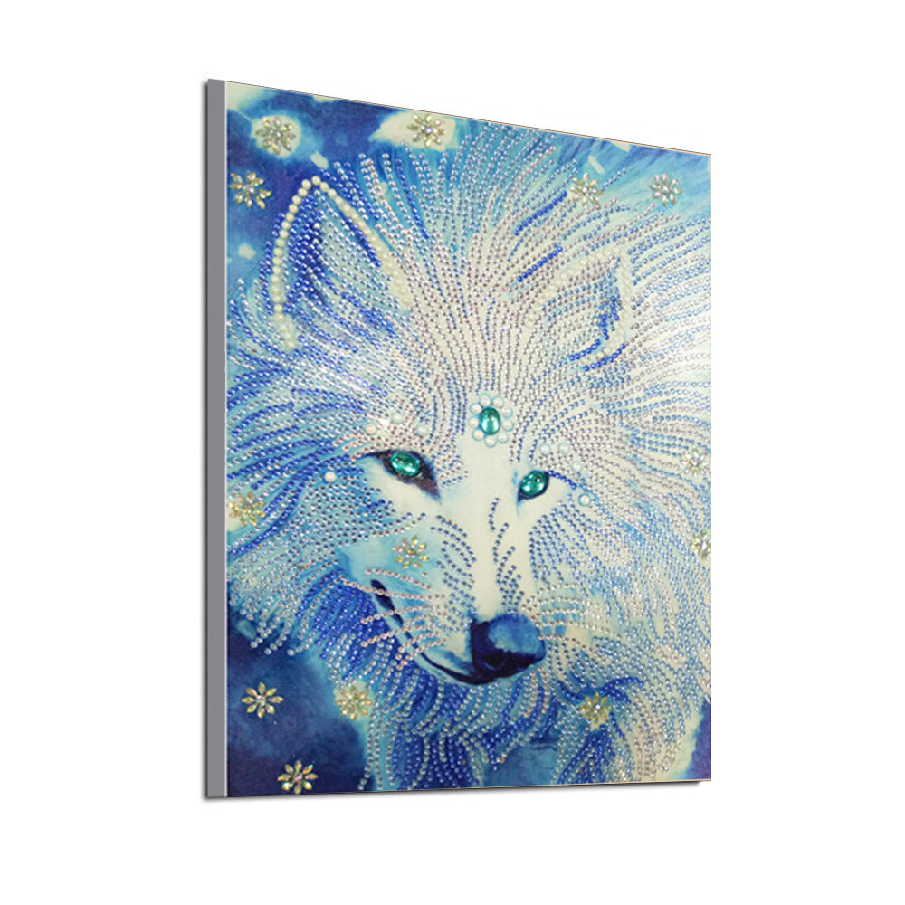 Witte Wolf Koning Speciaal Gevormde Boren Diamond Painting