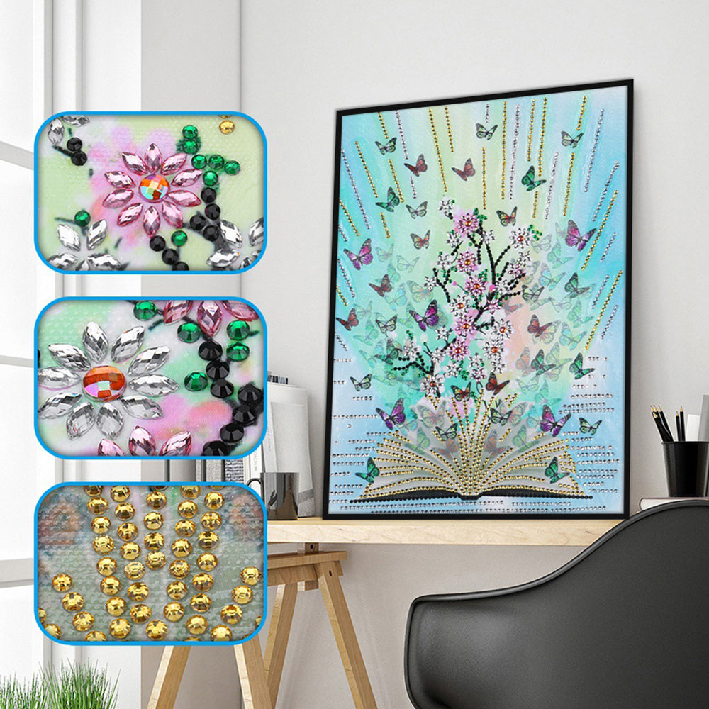 Vlinder Bloem Boek Speciaal Gevormde Boren Diamond Painting