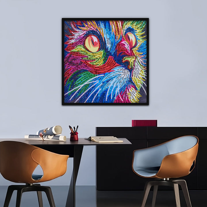 Kleurrijke Kat Speciaal Gevormde Boren Diamond Painting