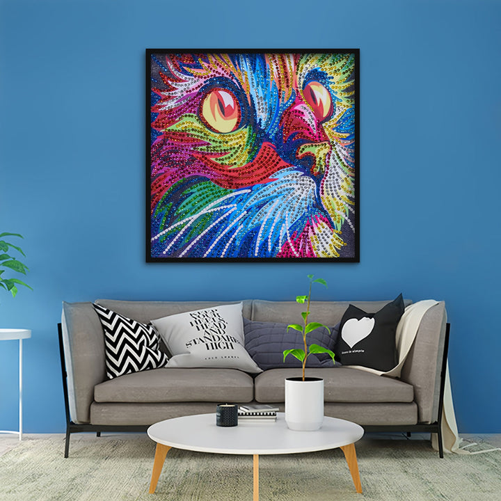 Kleurrijke Kat Speciaal Gevormde Boren Diamond Painting