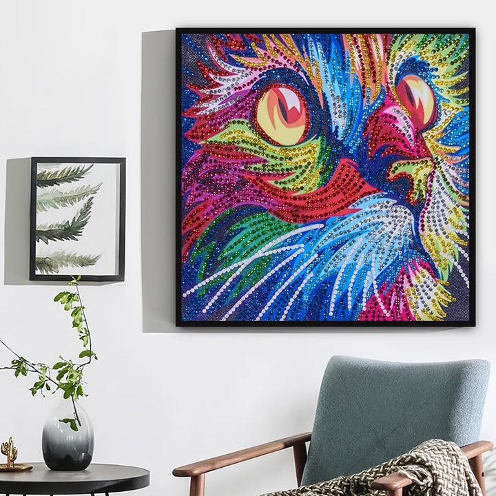 Kleurrijke Kat Speciaal Gevormde Boren Diamond Painting