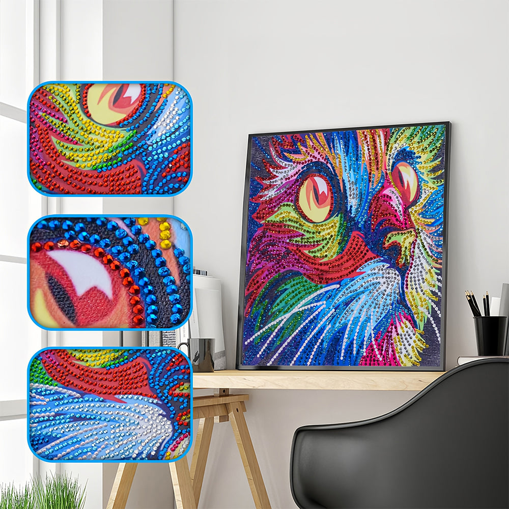 Kleurrijke Kat Speciaal Gevormde Boren Diamond Painting