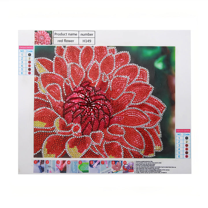 Rode Chrysant Speciaal Gevormde Boren Diamond Painting