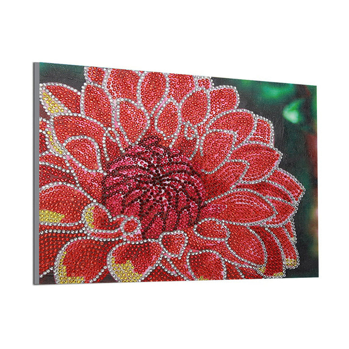 Rode Chrysant Speciaal Gevormde Boren Diamond Painting