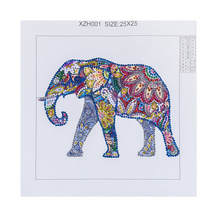 Kleurrijke Bloem Olifant Speciaal Gevormde Boren Diamond Painting