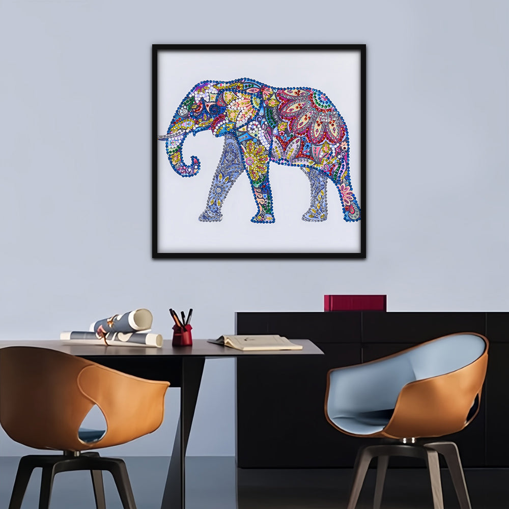 Kleurrijke Bloem Olifant Speciaal Gevormde Boren Diamond Painting