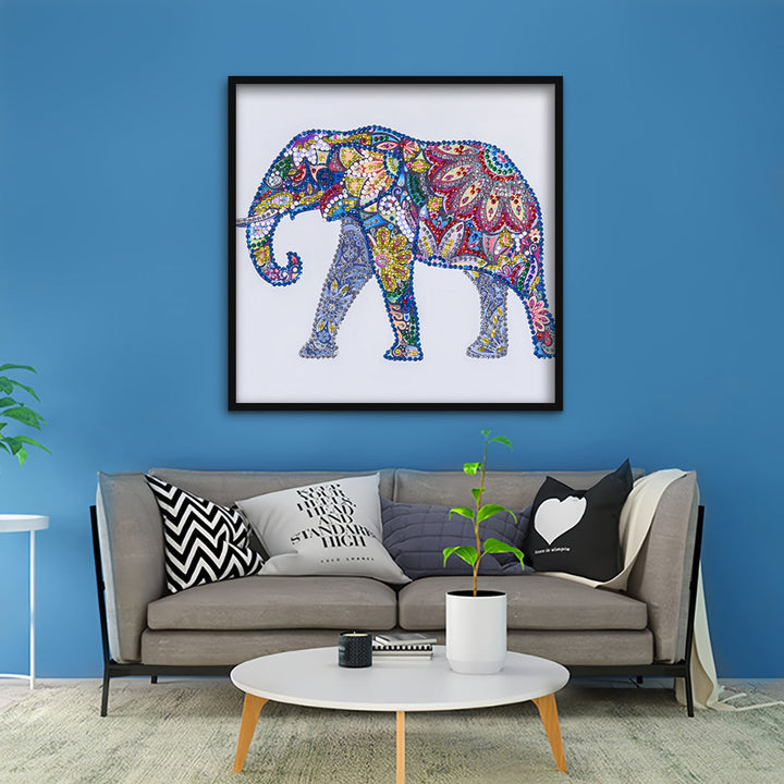 Kleurrijke Bloem Olifant Speciaal Gevormde Boren Diamond Painting