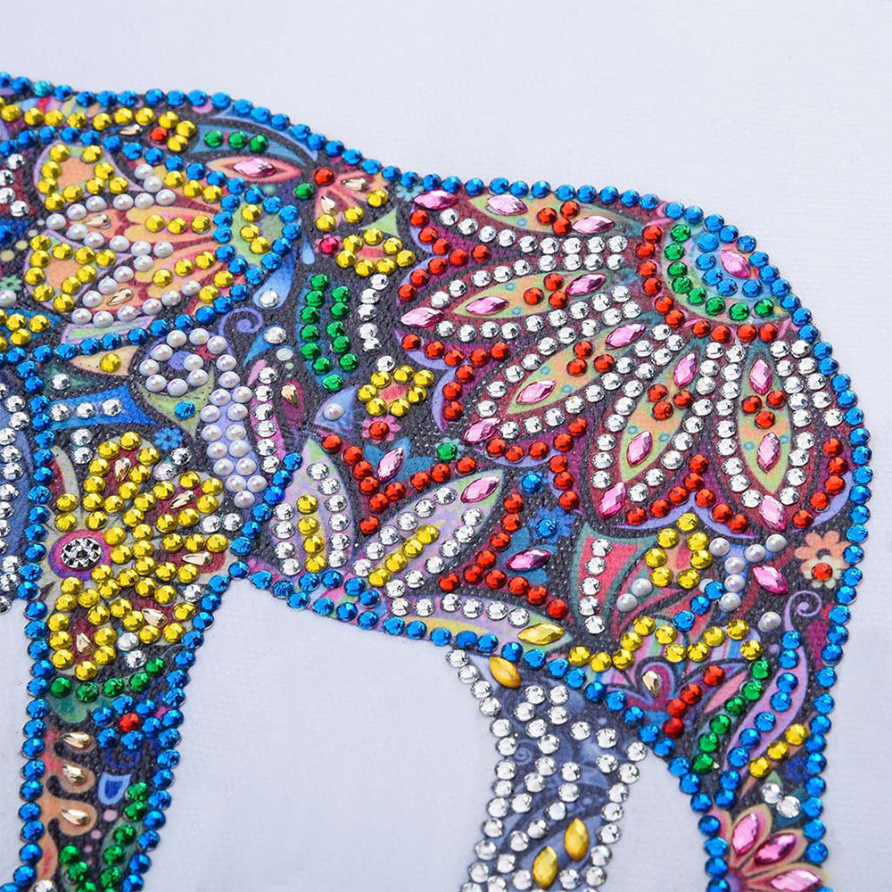 Kleurrijke Bloem Olifant Speciaal Gevormde Boren Diamond Painting